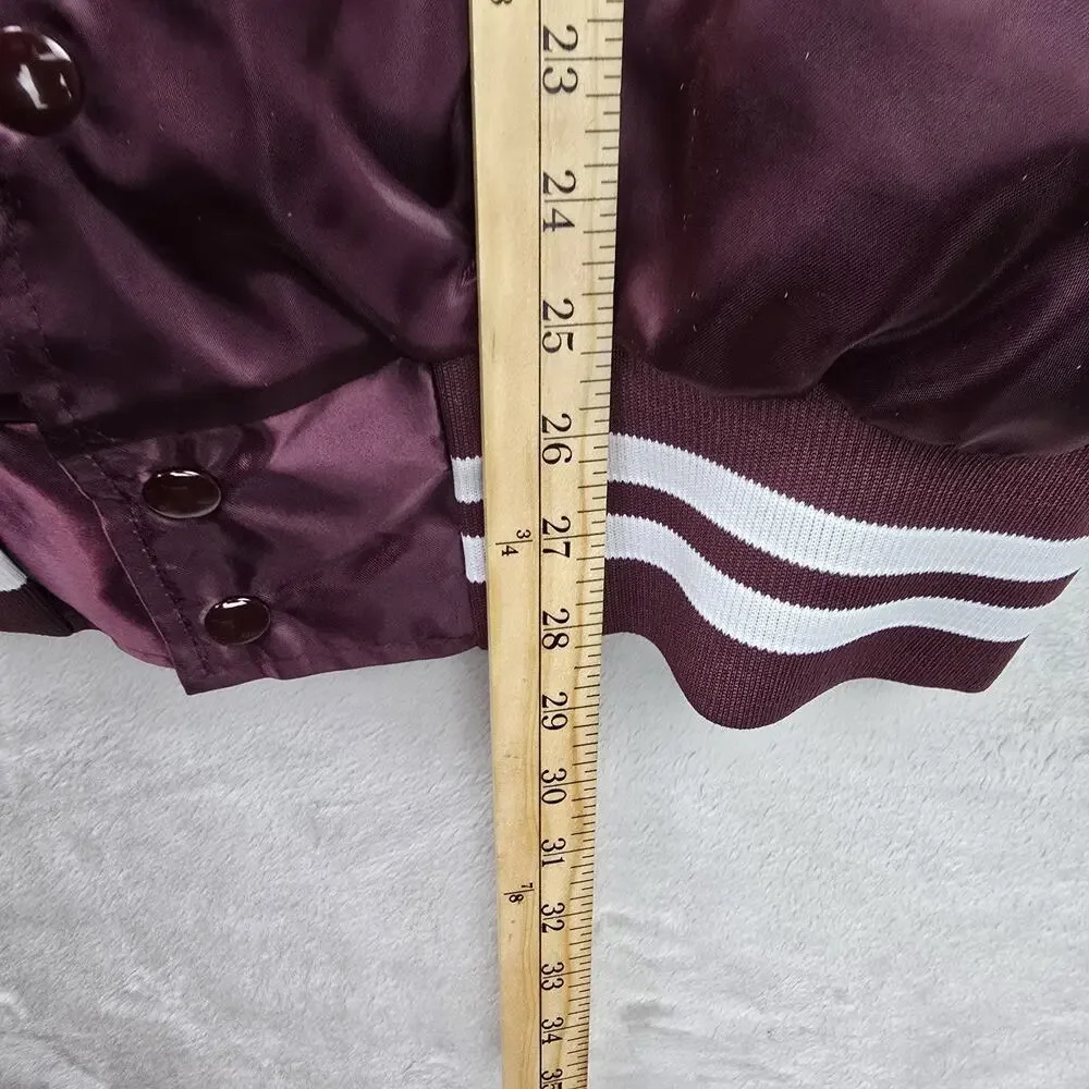 Vintage Don Alleson Bomber Jacket XL Maroon Satin Quilted Lining Antelope Valley